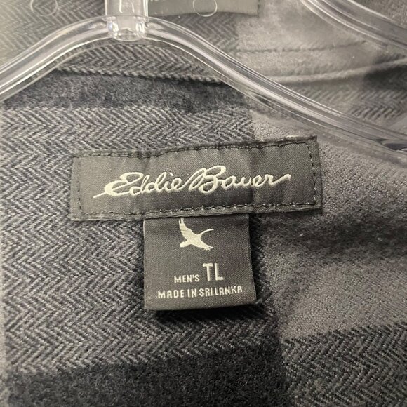 Eddie Bauer Men's Check Flannel Shirt Long Sleeve Classic Fit Gray Size TL - Picture 8 of 9